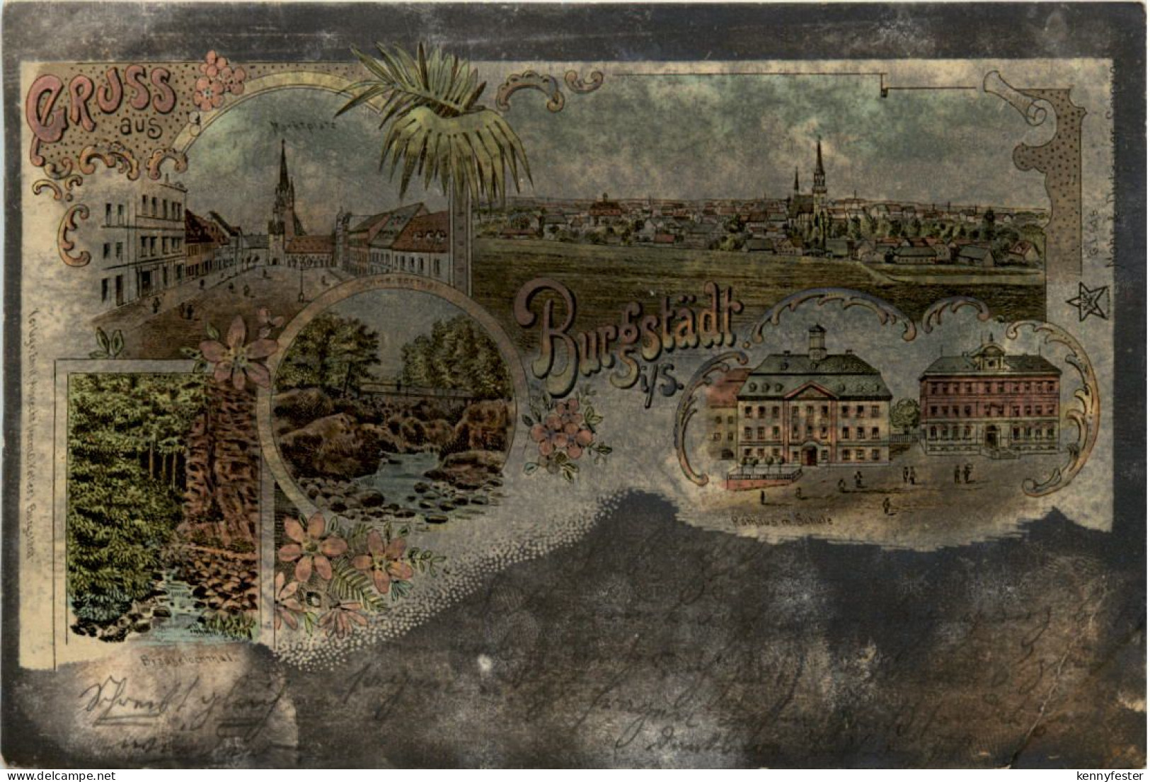 Gruss aus Burgstädt - Litho