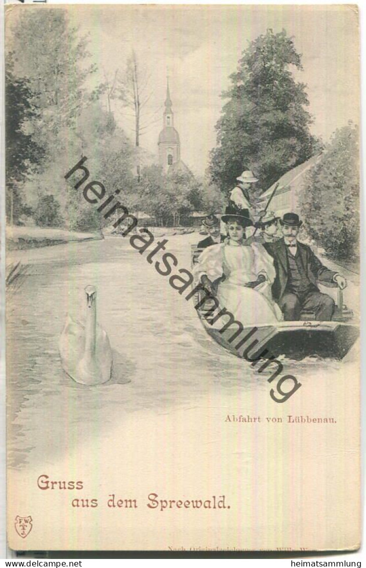 Gruss aus dem Spreewald - Abfahrt von Lübbenau ca. 1900