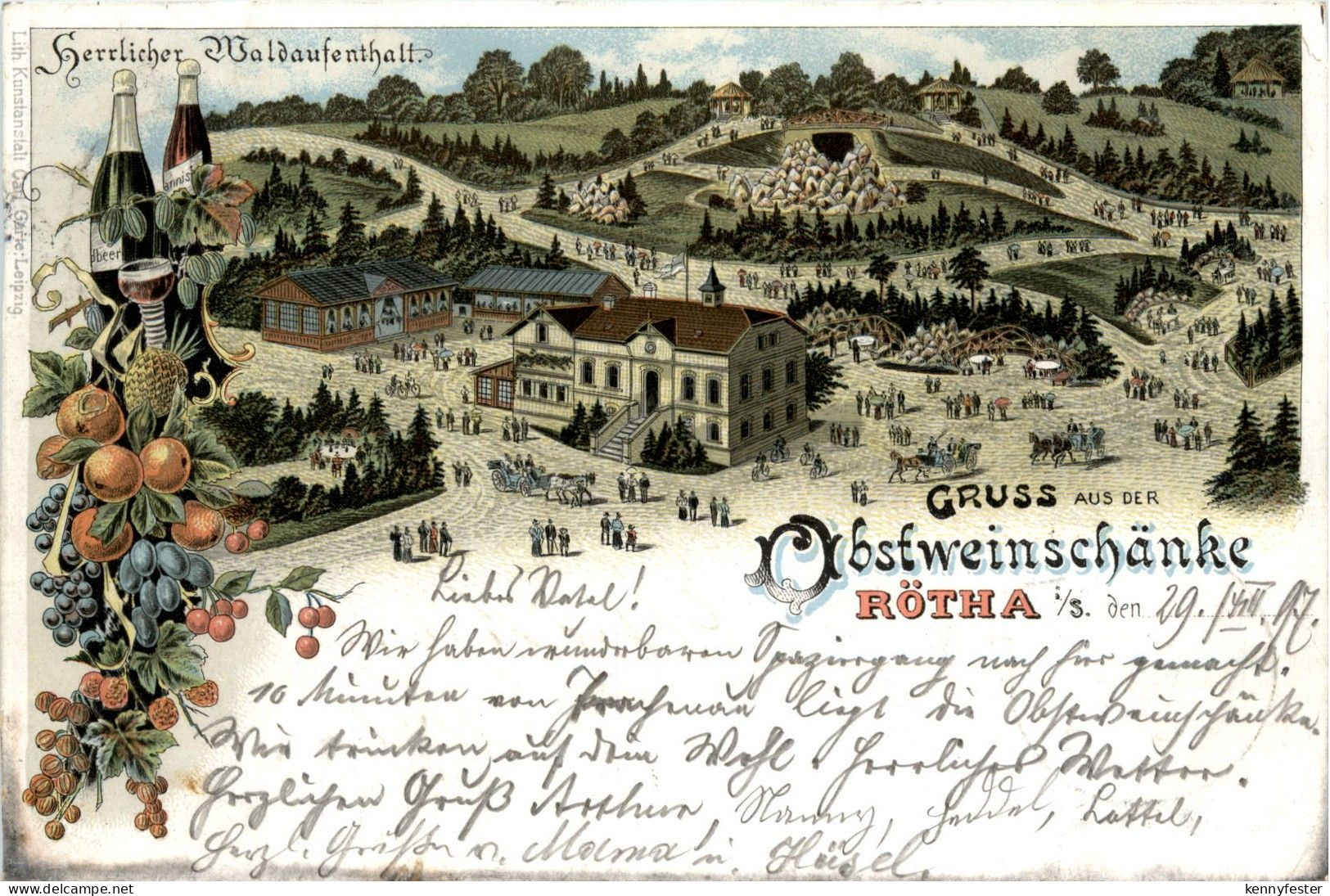 Gruss aus der Obstweinschänke Rötha - Litho Wein