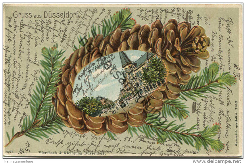 Gruss aus Düsseldorf - Verlag Viersbach & Kleinjung Düsseldorf - Prägedruck gel. 1906