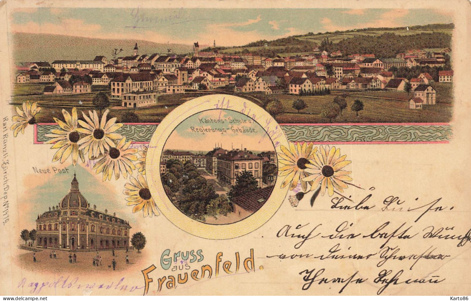 gruss aus frauenfeld , thurgovie * CPA illustrateur souvenir 1898 ! * suisse schweiz