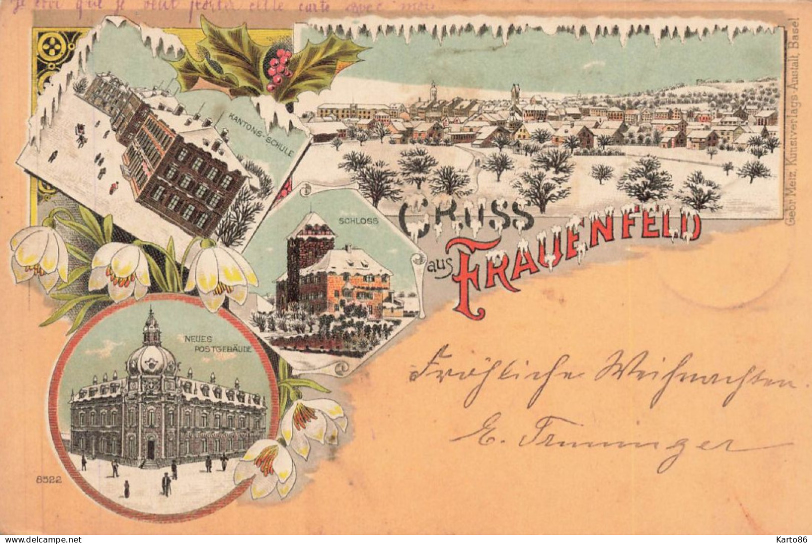gruss aus frauenfeld , thurgovie * CPA illustrateur souvenir 1899 ! * suisse schweiz