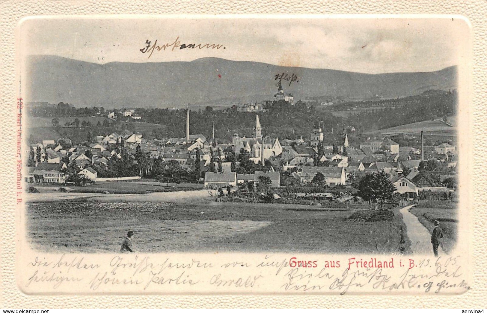 Gruss aus Friedland in Böhmen Stadtansicht Böhmen Mähren Postkarte AK 1905