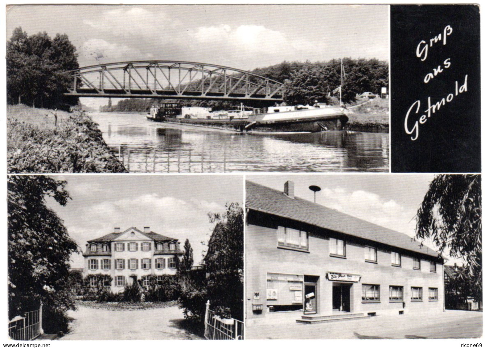 Gruss aus Getmold m. Gasthaus Zur Post, 1974 gebr. sw-AK