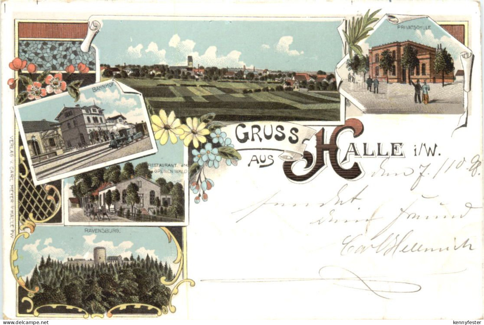 Gruss aus Halle i. W. - Litho