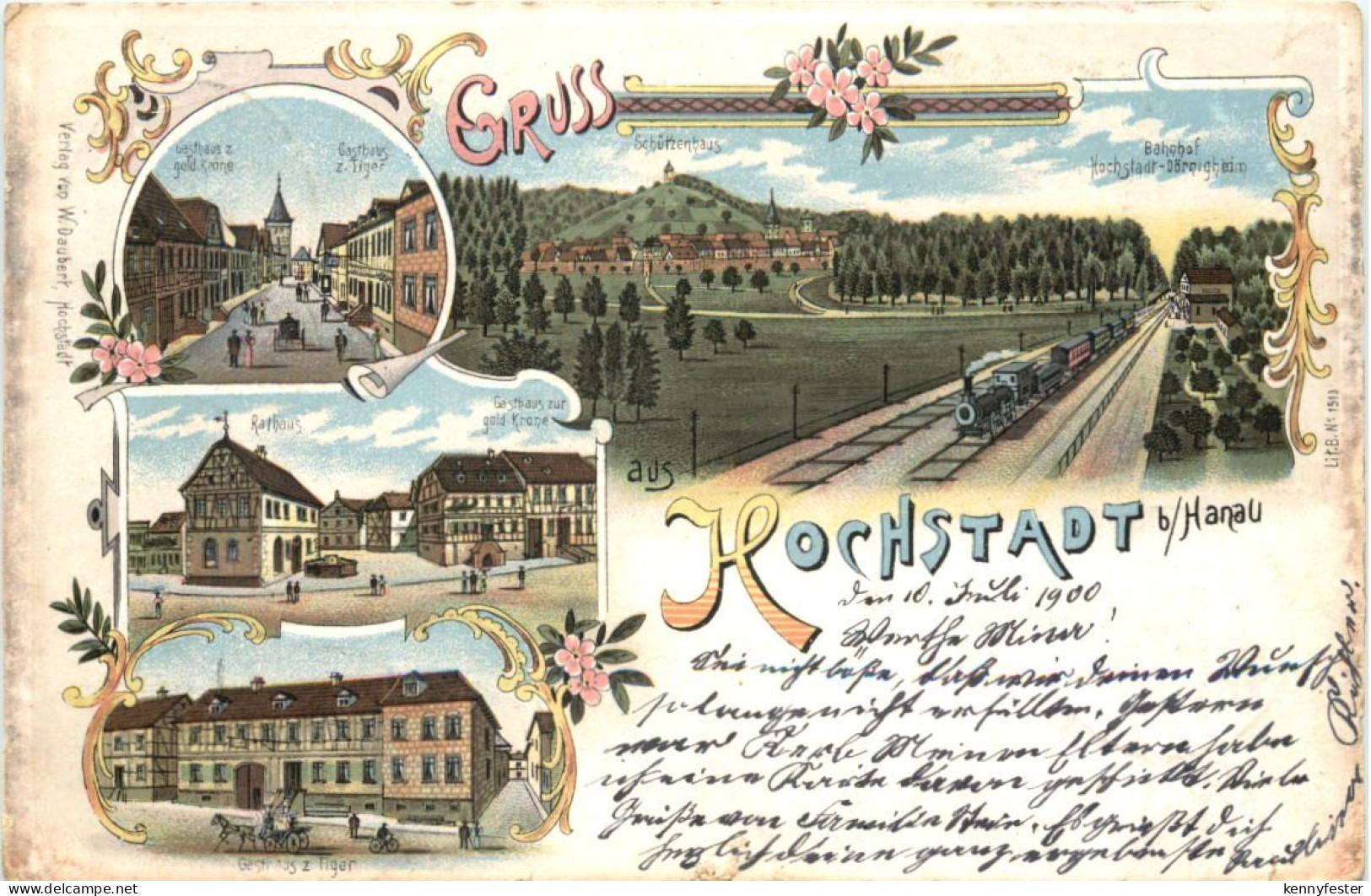 Gruss aus Hochstadt bei Hanau - Litho