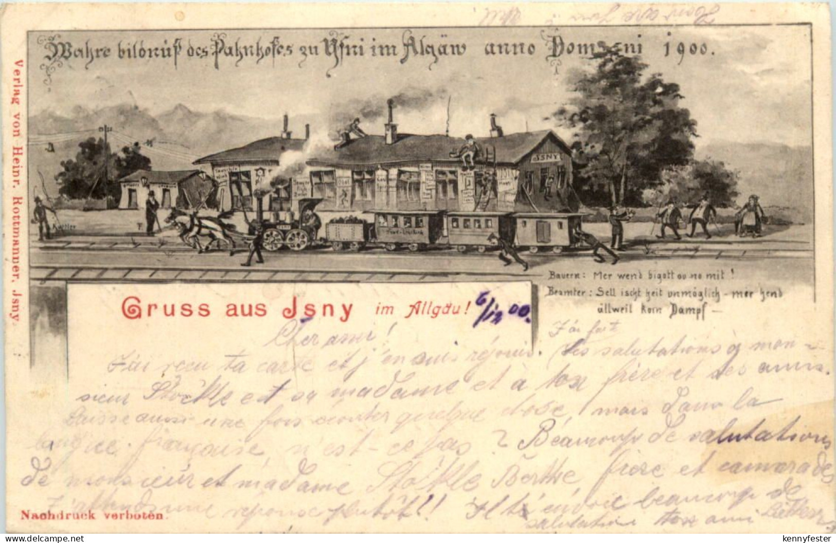 Gruss aus Isny - Künstler-AK Eugen Felle