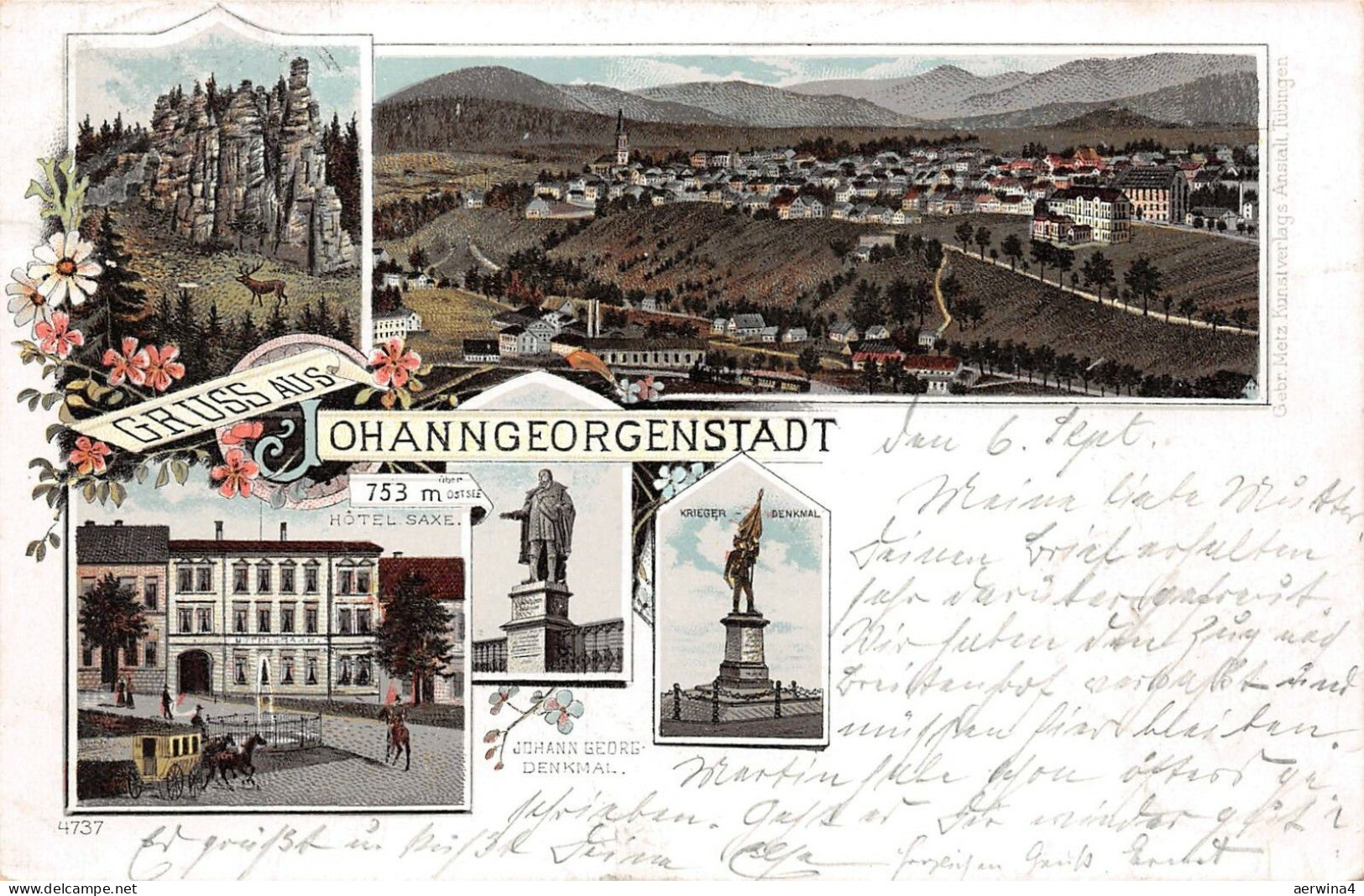 Gruss aus Johanngeorgenstadt Hotel Saxe Postkarte AK 1899
