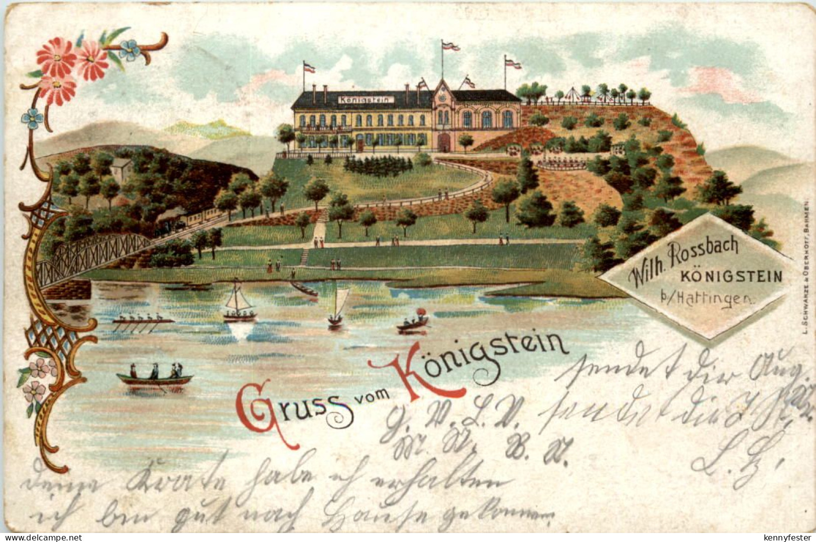 Gruss aus Königstein bei Hattingen - Litho