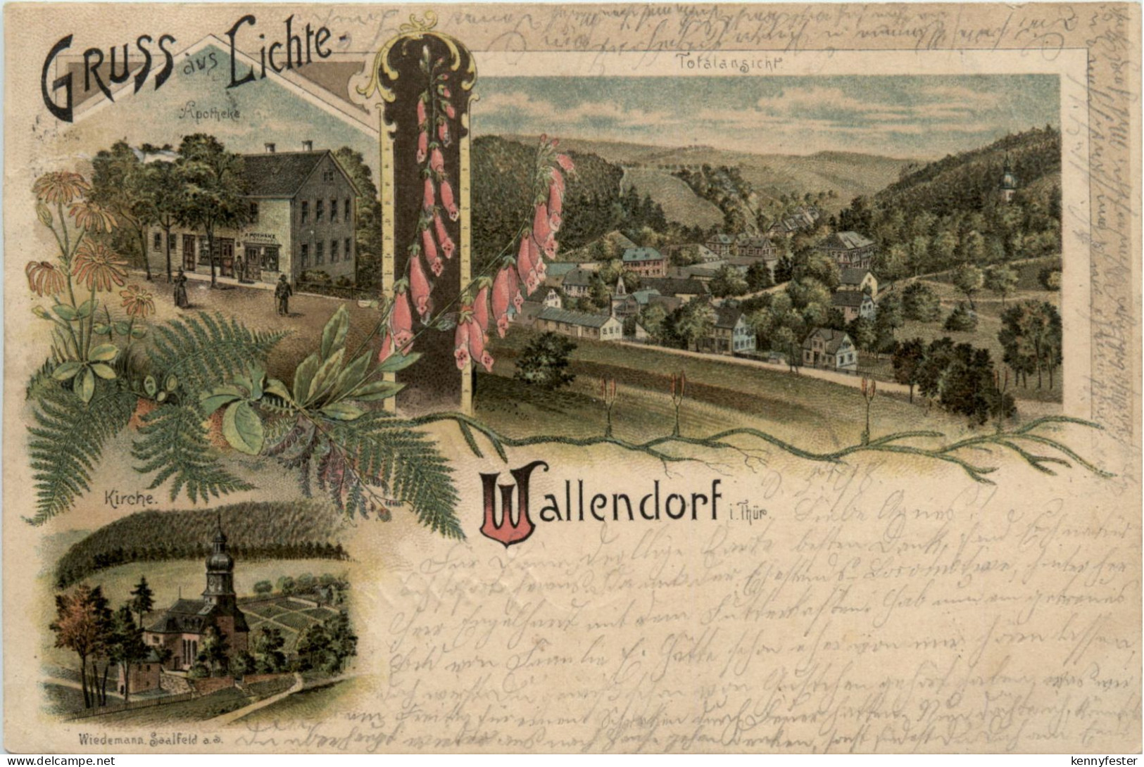 Gruss aus Lichte-Wallendorf - Litho - Neuhaus am Rennweg