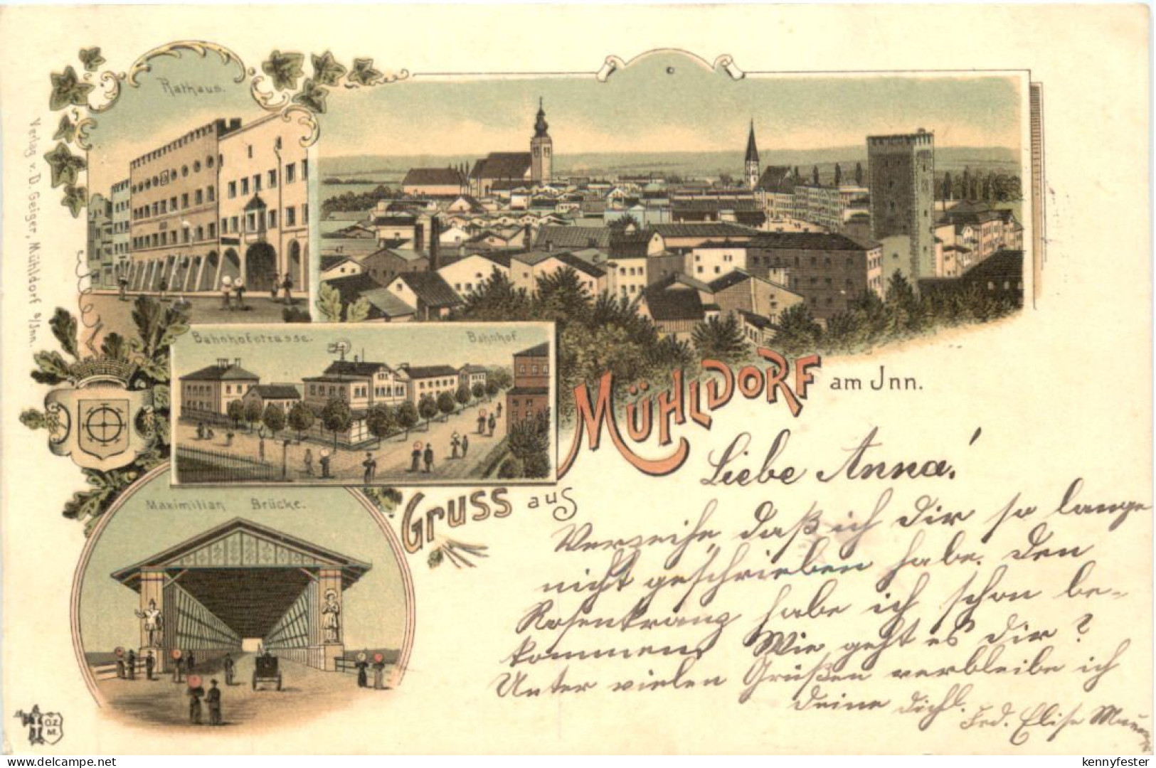 Gruss aus Mühldorf am Inn - Litho
