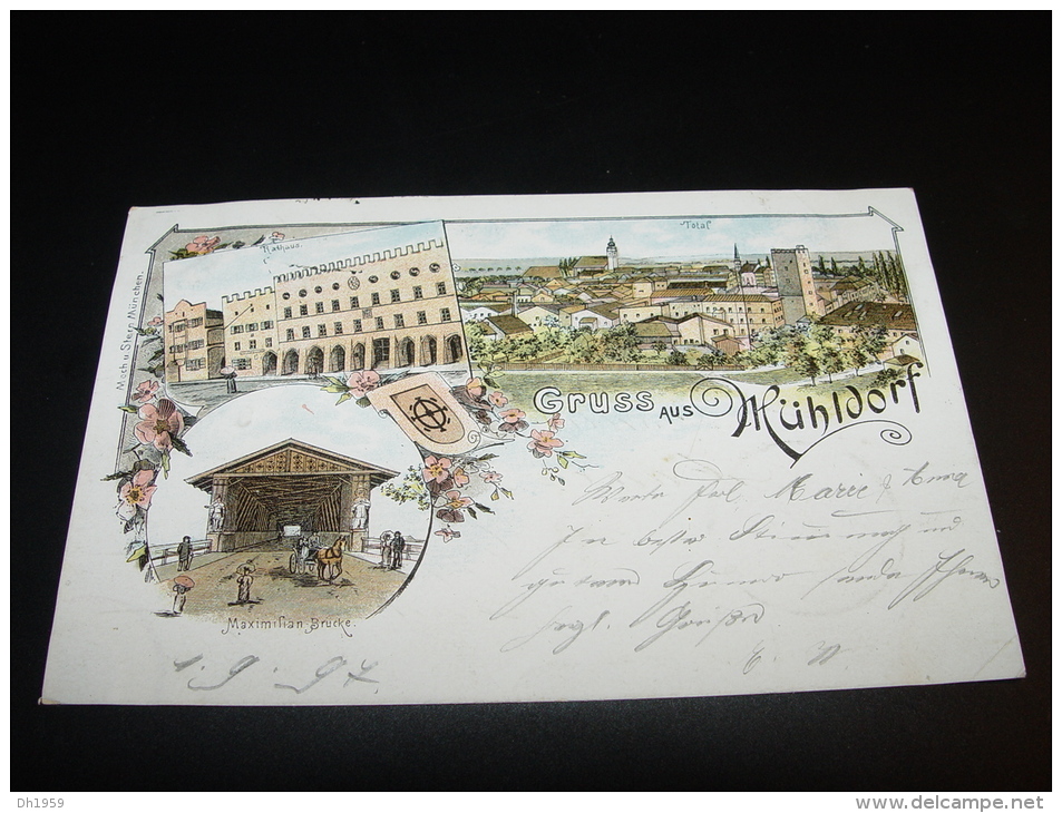 Gruss aus MÜHLDORF ED. MOCH + STERN MÜNCHEN 1897 nach GÖPPINGEN