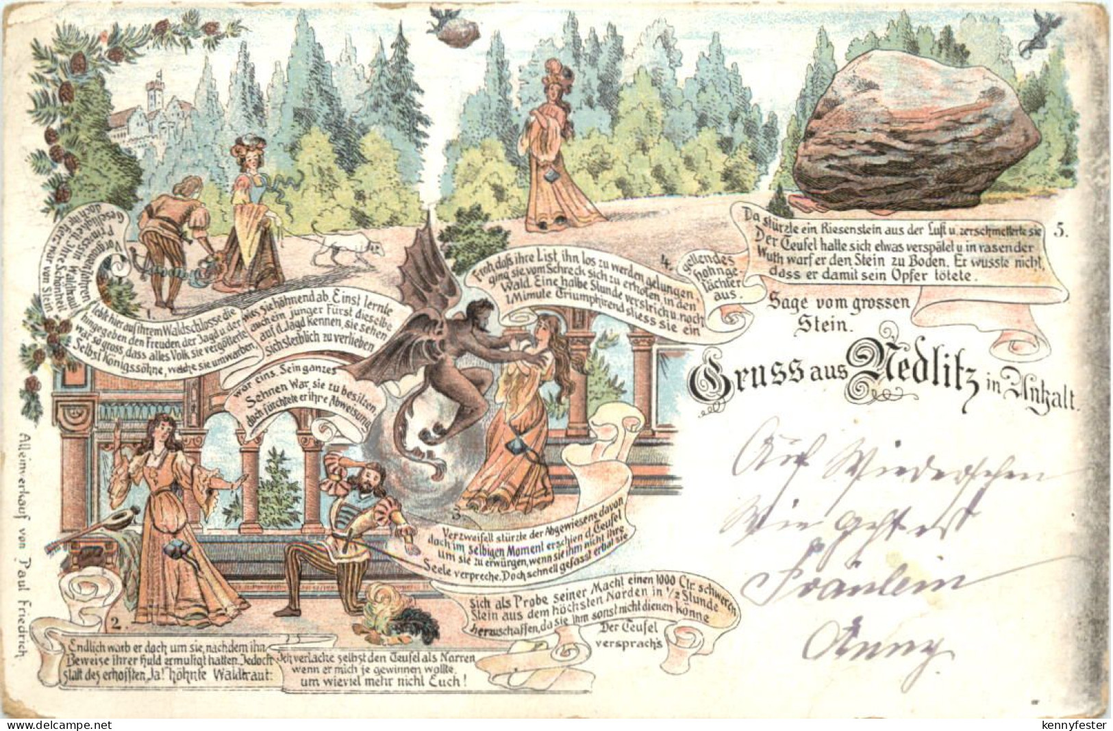 Gruss aus Nedlitz in Anhalt - Litho - Zerbst