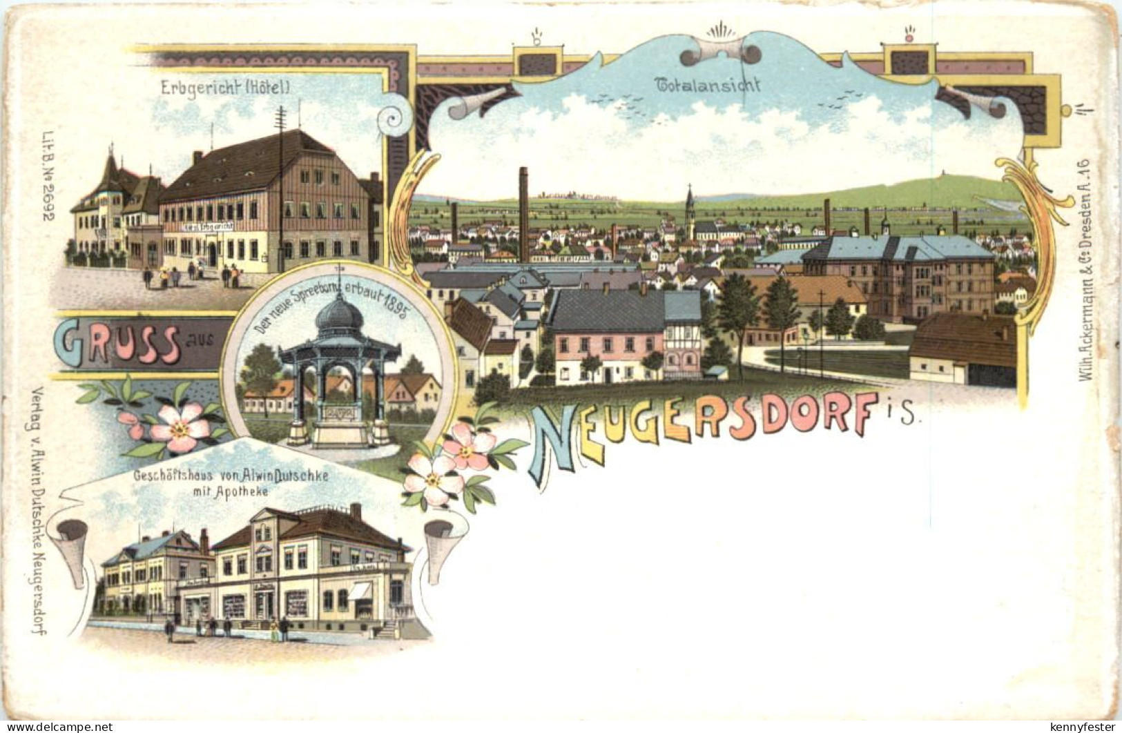 Gruss aus Neugersdorf - Litho