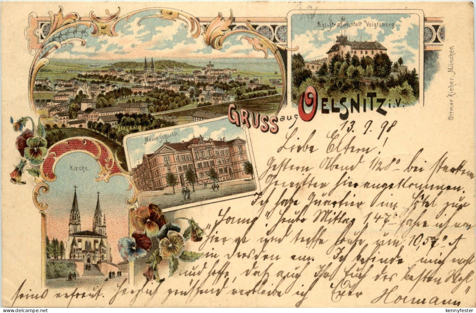 Gruss aus Oelsnitz - Litho