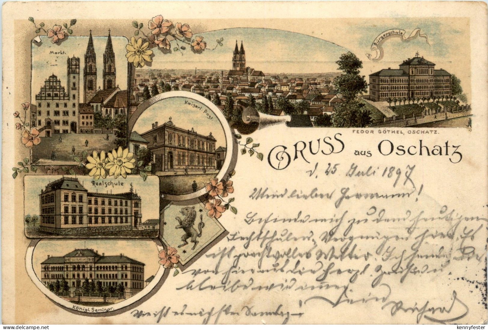Gruss aus Oschatz - Litho