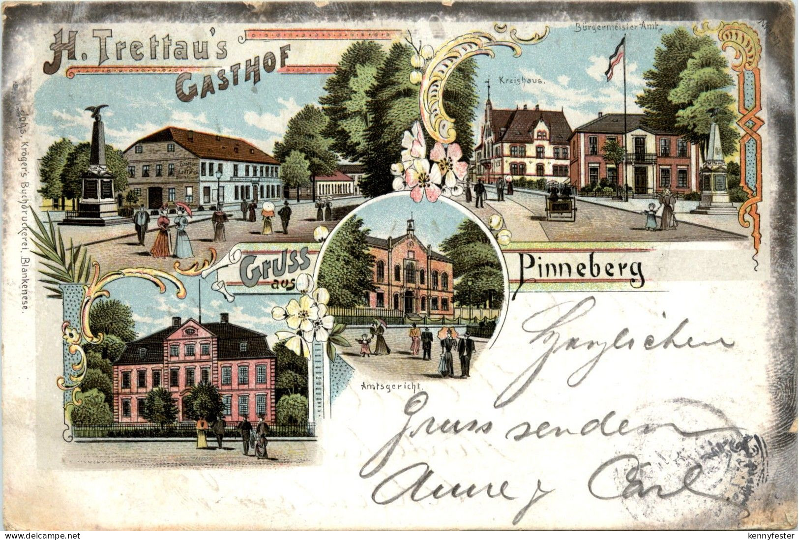 Gruss aus Pinneberg - H. Trettaus Gasthof - Litho