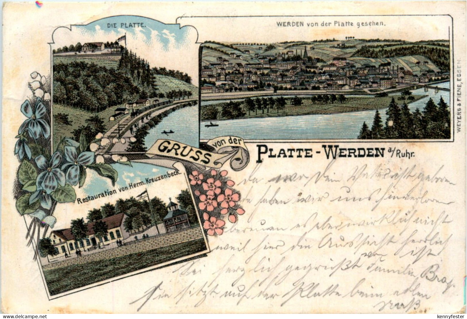 Gruss aus Platte Werden - Litho