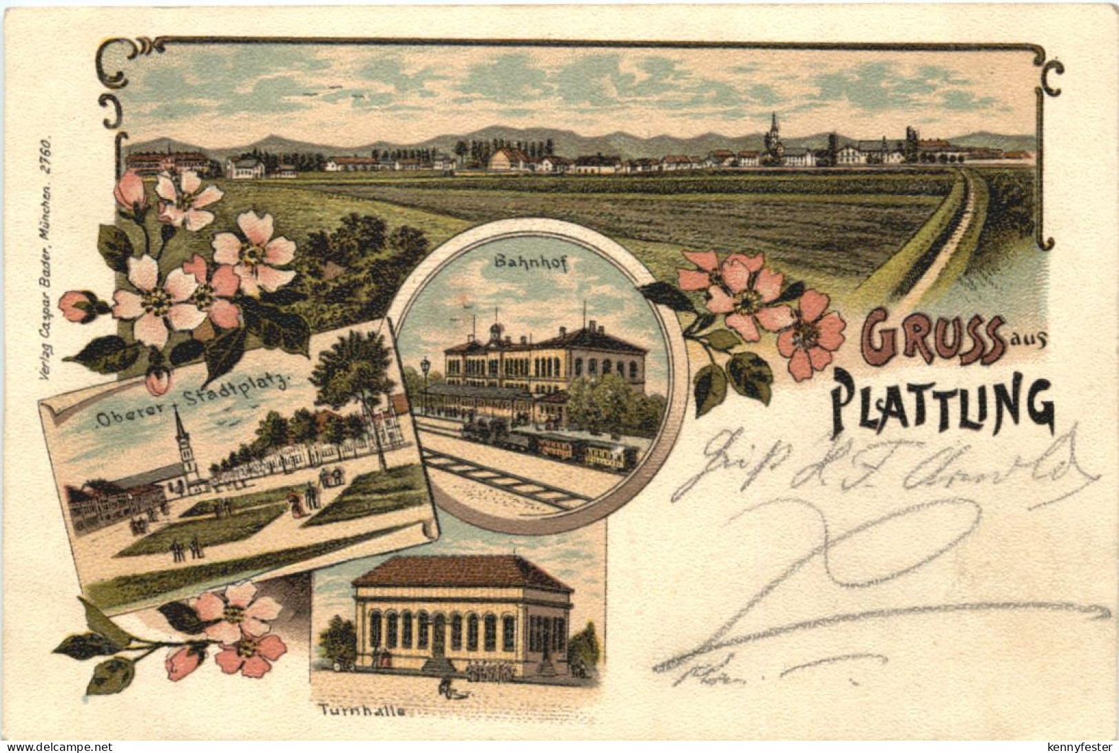 Gruss aus Plattling - Litho