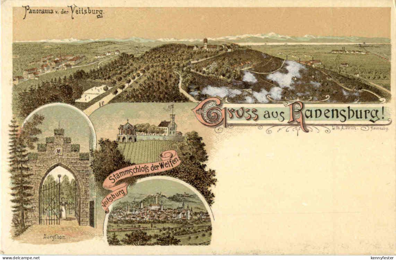 Gruss aus Ravensburg - Litho