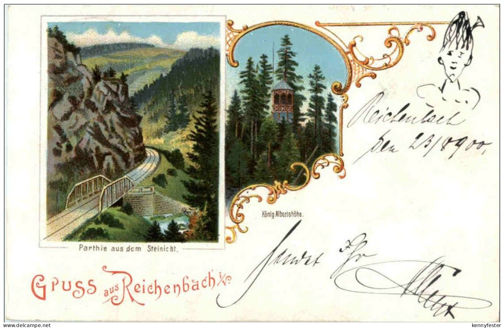 Gruss aus Reichenbach - Litho