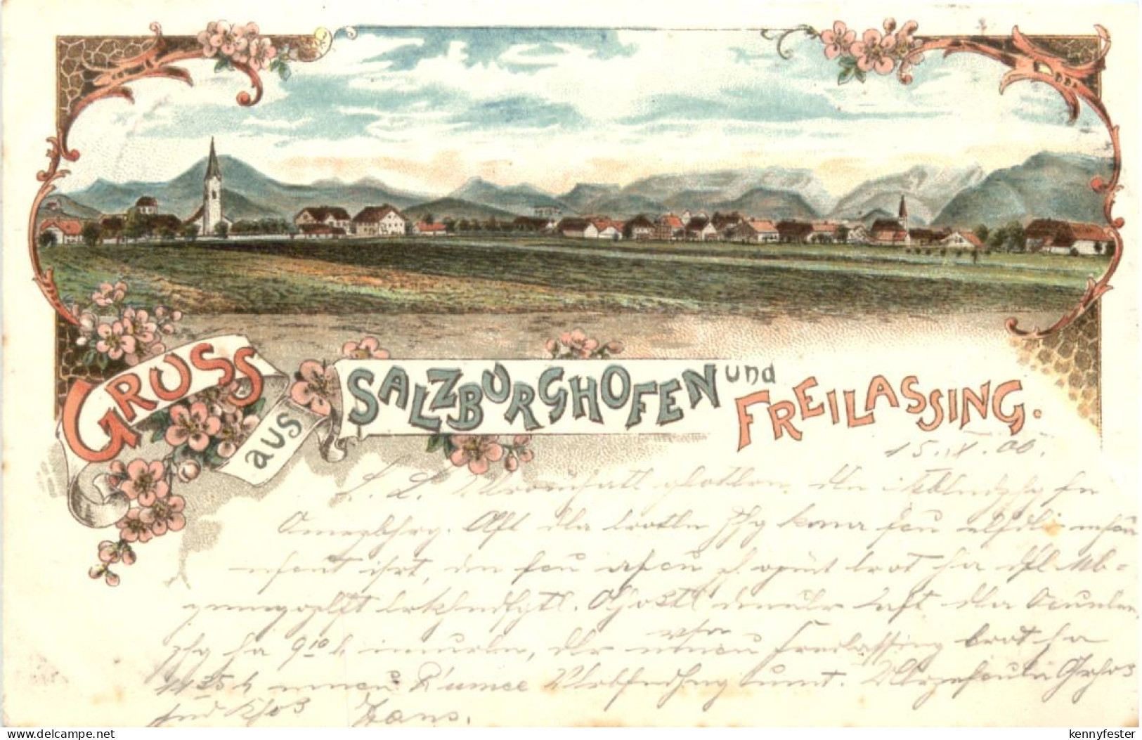Gruss aus Salzburghofen und Freilassing - Litho
