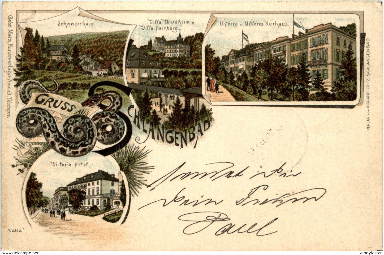 Gruss aus Schlangenbad - Litho