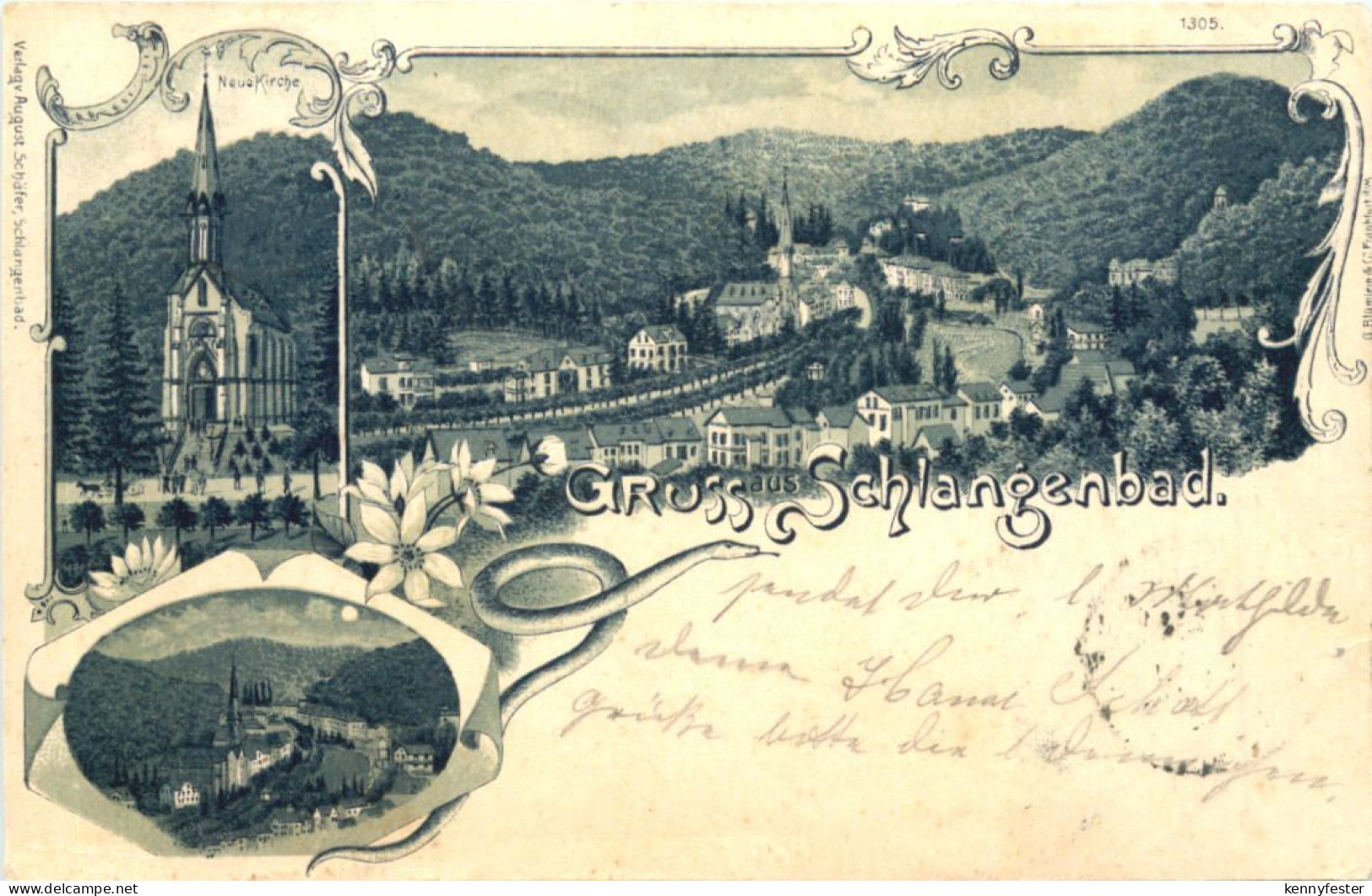 Gruss aus Schlangenbad - Litho