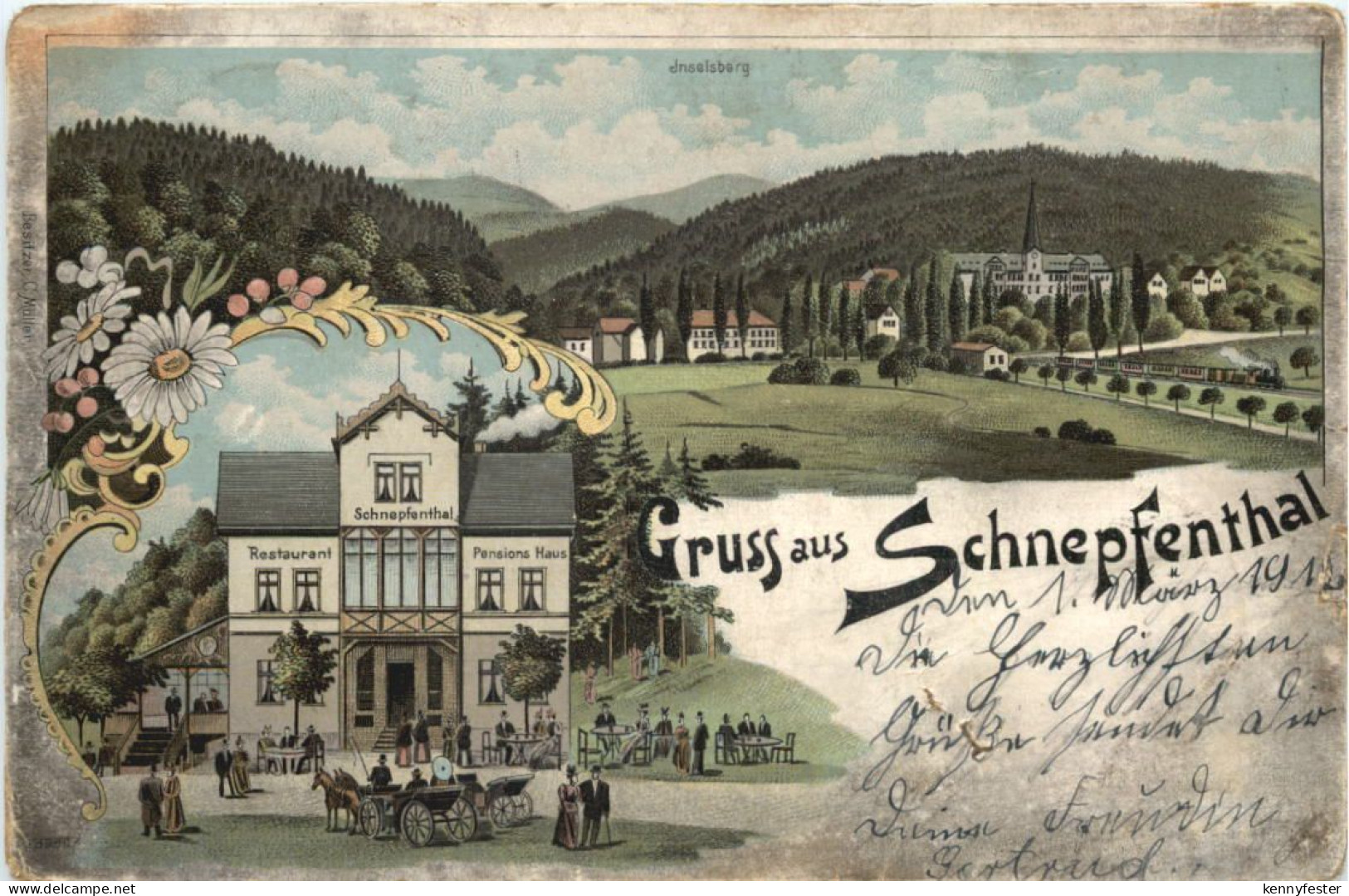 Gruss aus Schnepfenthal - Litho - Waltershausen