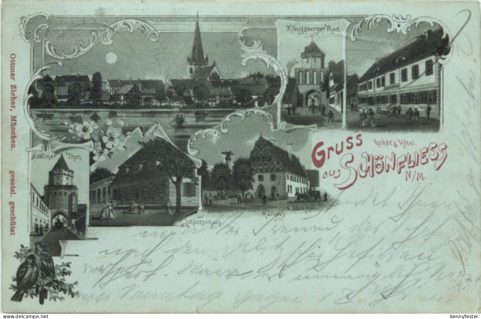 Gruss aus Schönfliess - Neumark - Pommern - Litho