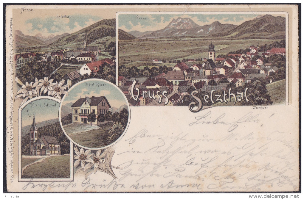 Gruss aus Selzthal, Litho, 1897, mailed, creased corner