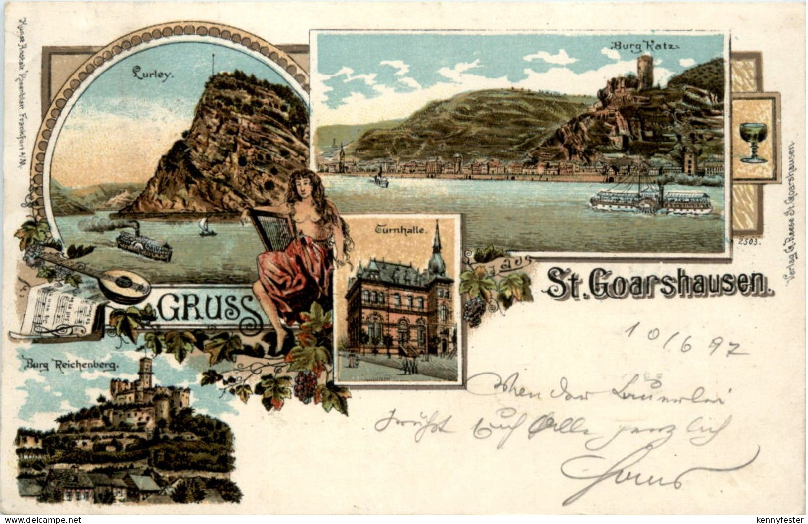 Gruss aus St. Goarhausen - Litho