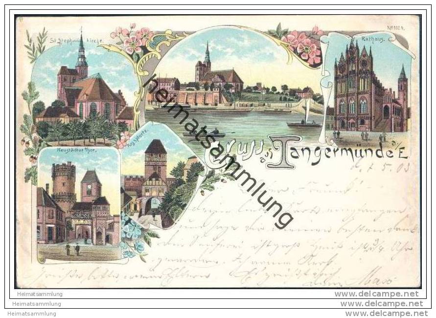 Gruss aus Tangermünde - Farblithographie