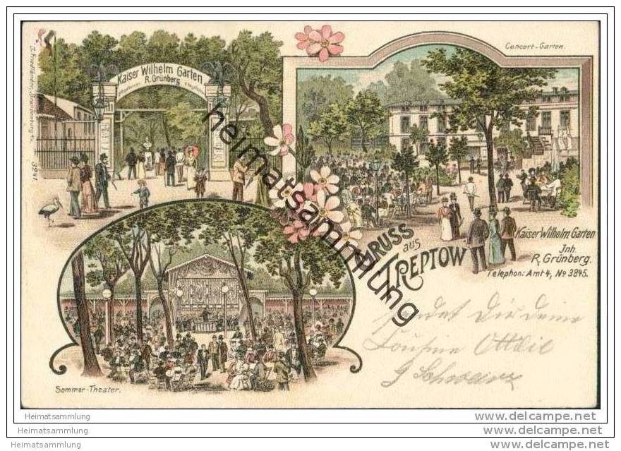 Gruss aus Treptow - Kaiser Wilhelm Garten - Inhaber R. Grünberg
