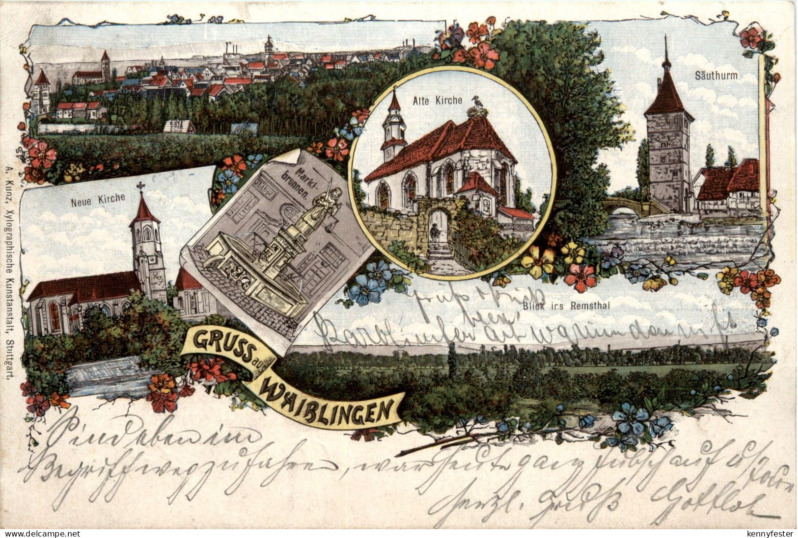 Gruss aus Waiblingen - Litho