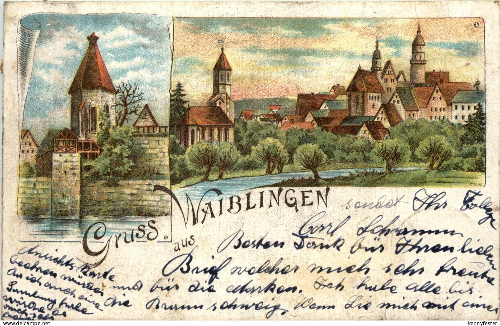 Gruss aus Waiblingen - Litho