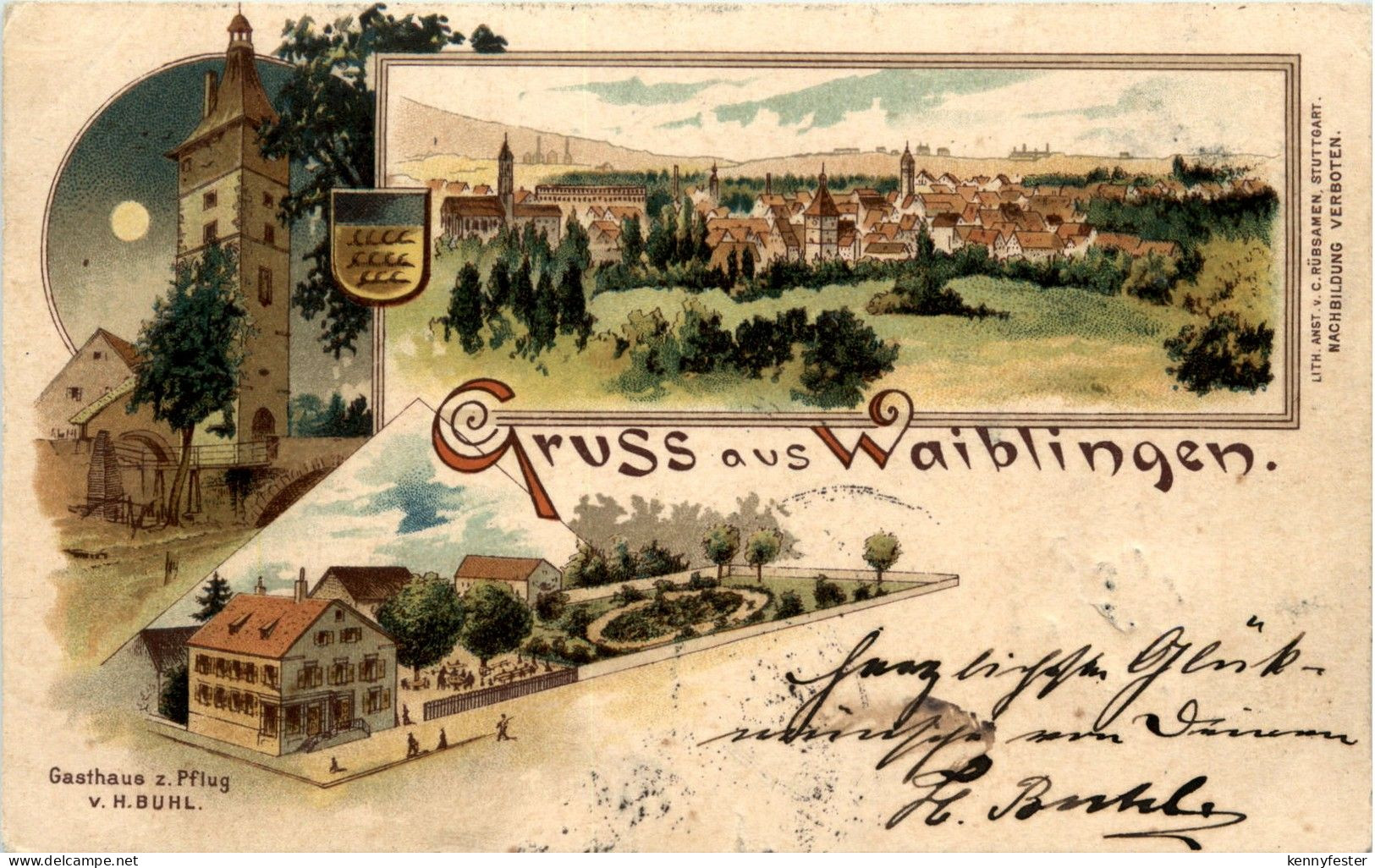 Gruss aus Waiblingen - Litho