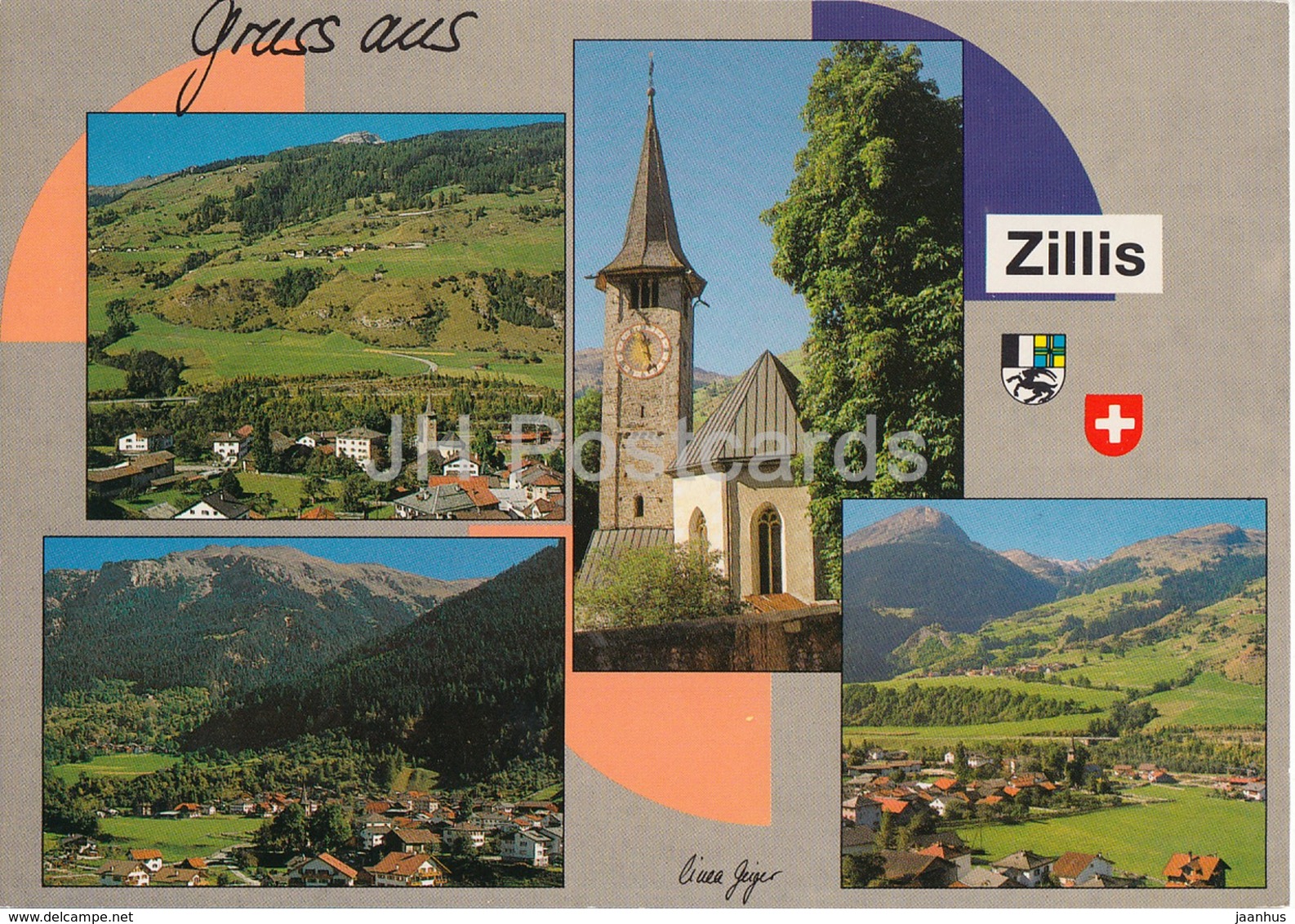 Gruss aus Zillis - Val Schons mit der Kirche St Martin - Switzerland - unused