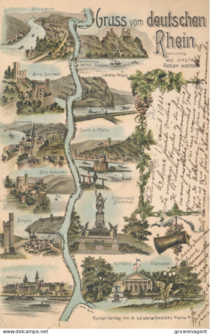 GRUSS  VOM DEUTSCHEN RHEIN.         LITHOGRAPHIE.      SIEHE BILDER