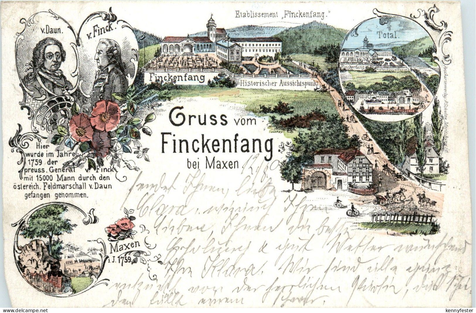 Gruss vom Dinckenfang bei Maxen - Litho