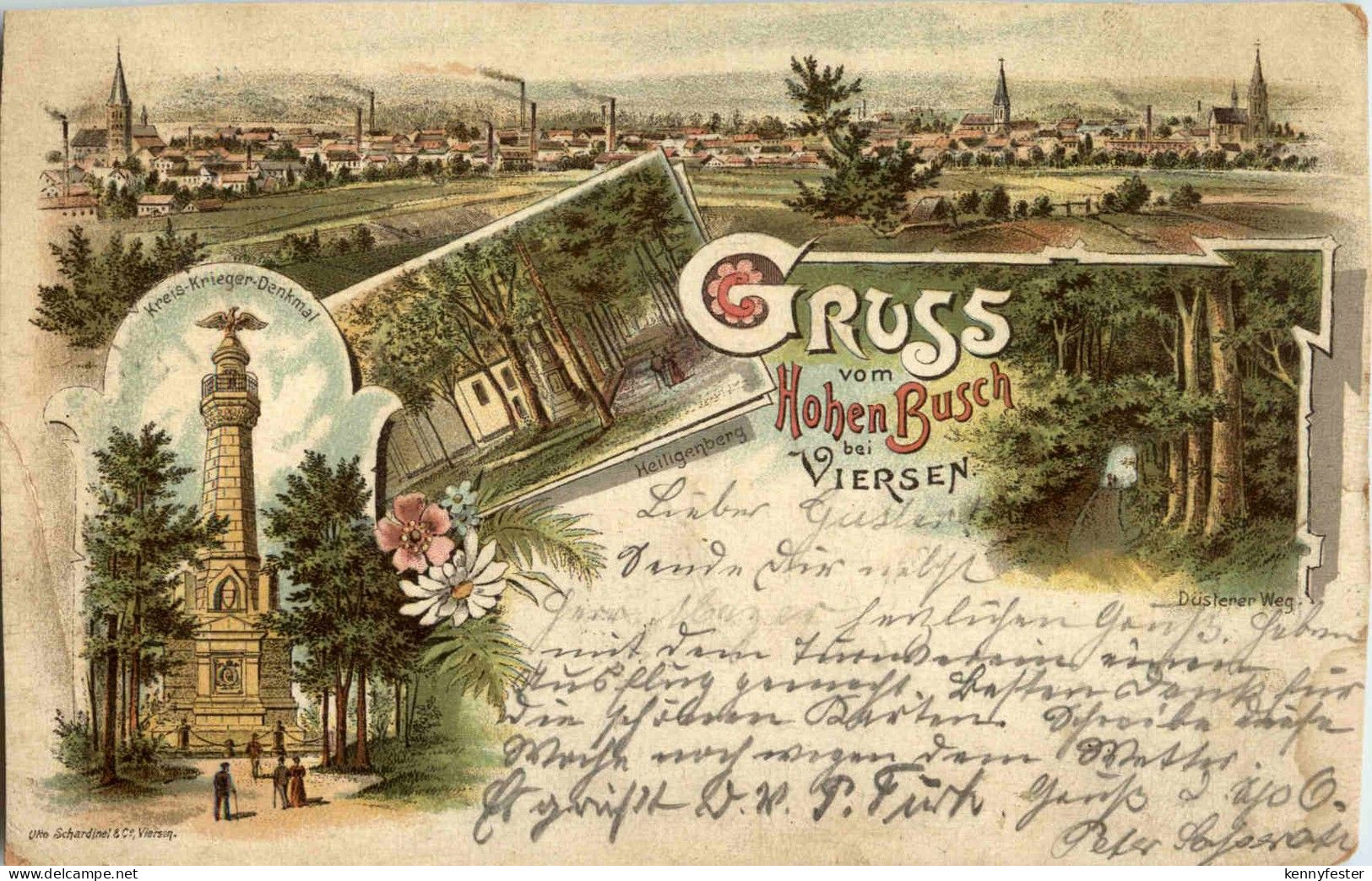 Gruss vom Hohen busch bei Viersen - Litho