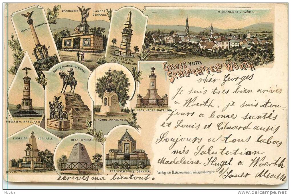 GRUSS VOM SCHLACHTFELD WÖRTH  -  Woerth carte illustrée de la ville.
