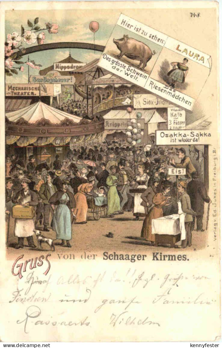 Gruss von der Schaager Kirmes - Litho - Nettetal