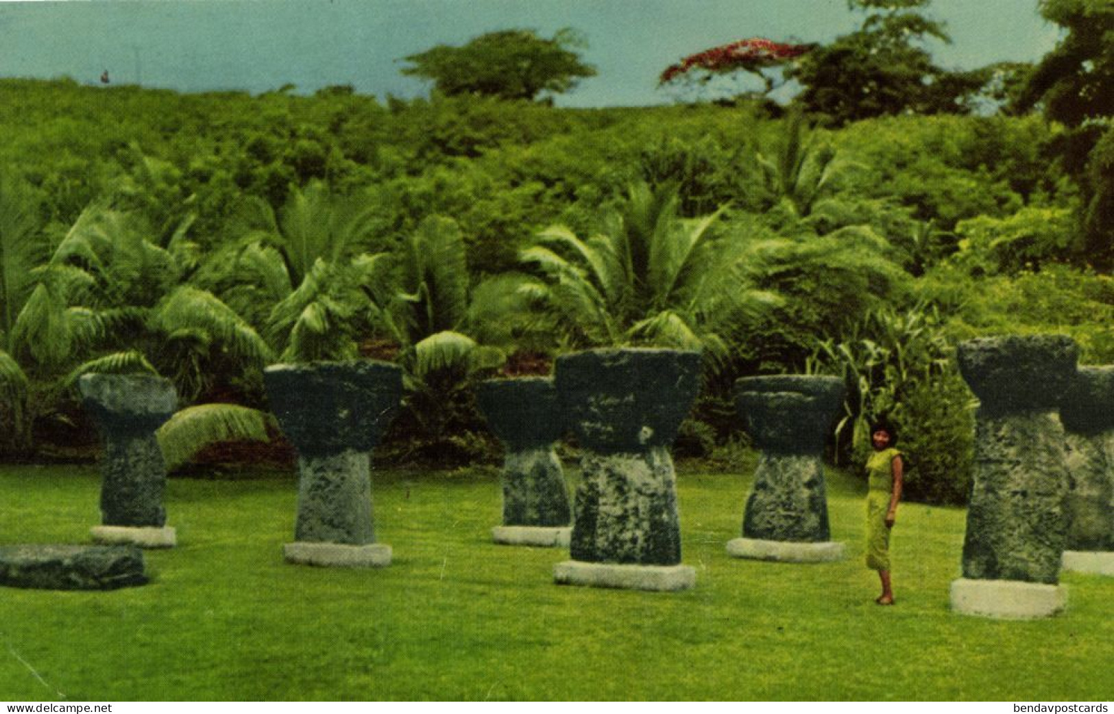 Guam, Hagåtña, Latte Stone Park (1970s) Micronesia Postcard