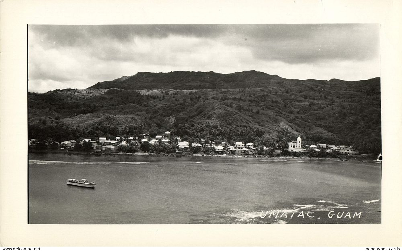 Guam, Umatac, Panorama (1950s) Micronesia RPPC Postcard