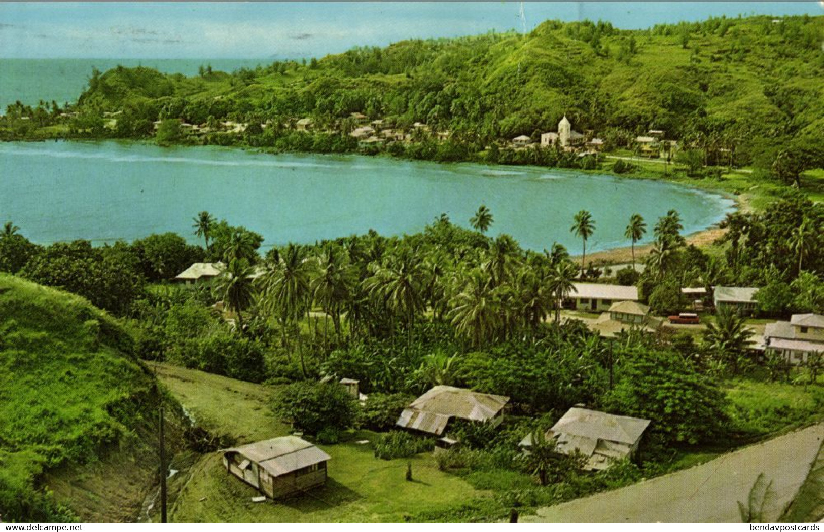 Guam, Umatac Village and Bay (1974) Micronesia Postcard