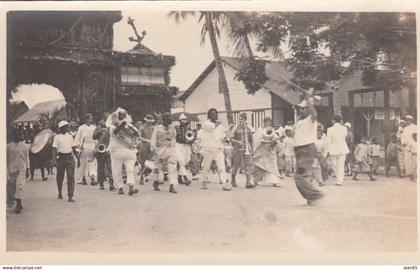 Guam, Marching Band, Parade, c1910s Vintage Real Photo Postcard