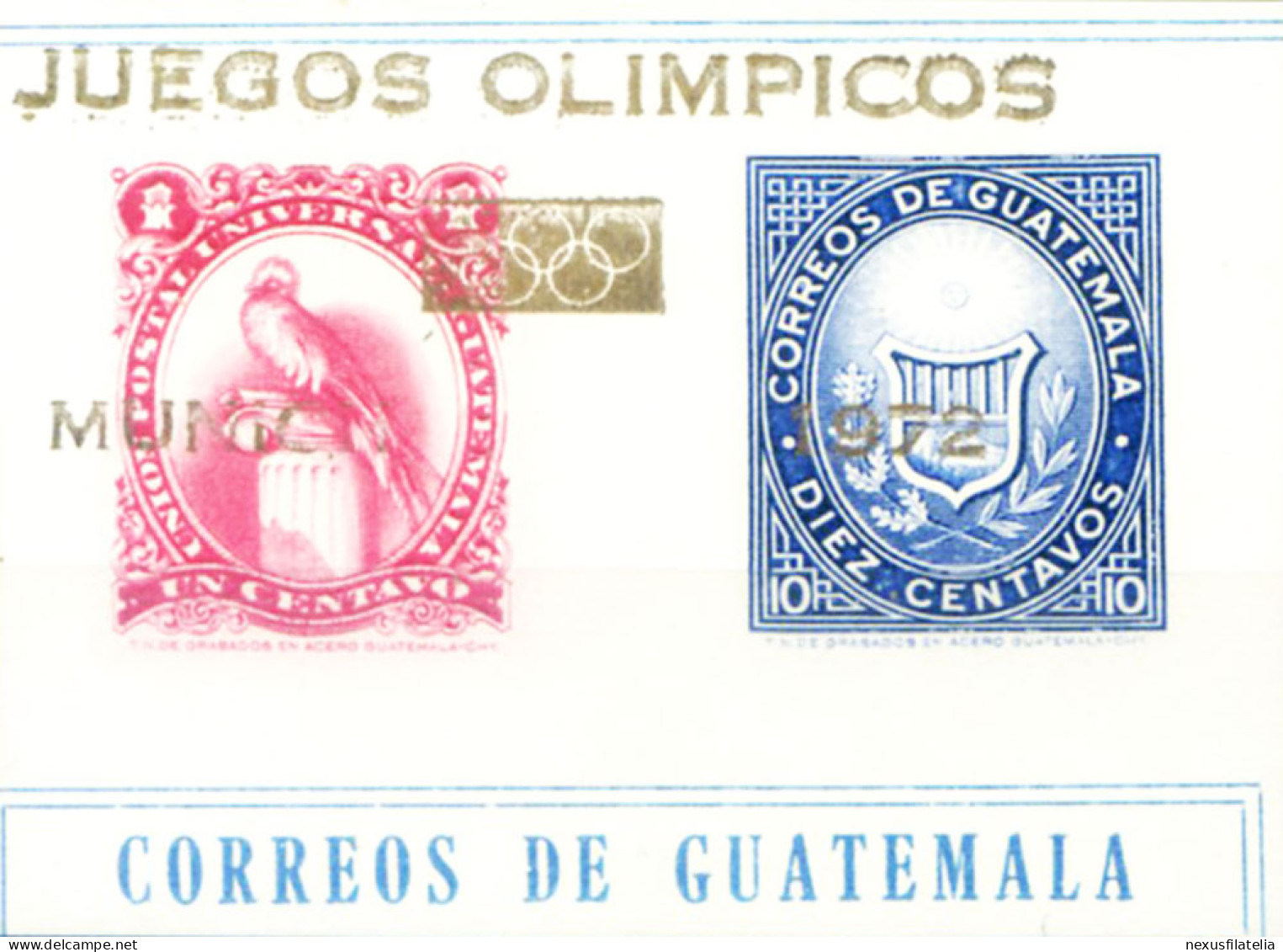 Guatemala. Sport. Olimpiadi Monaco 1972. Soprastampa "oro".