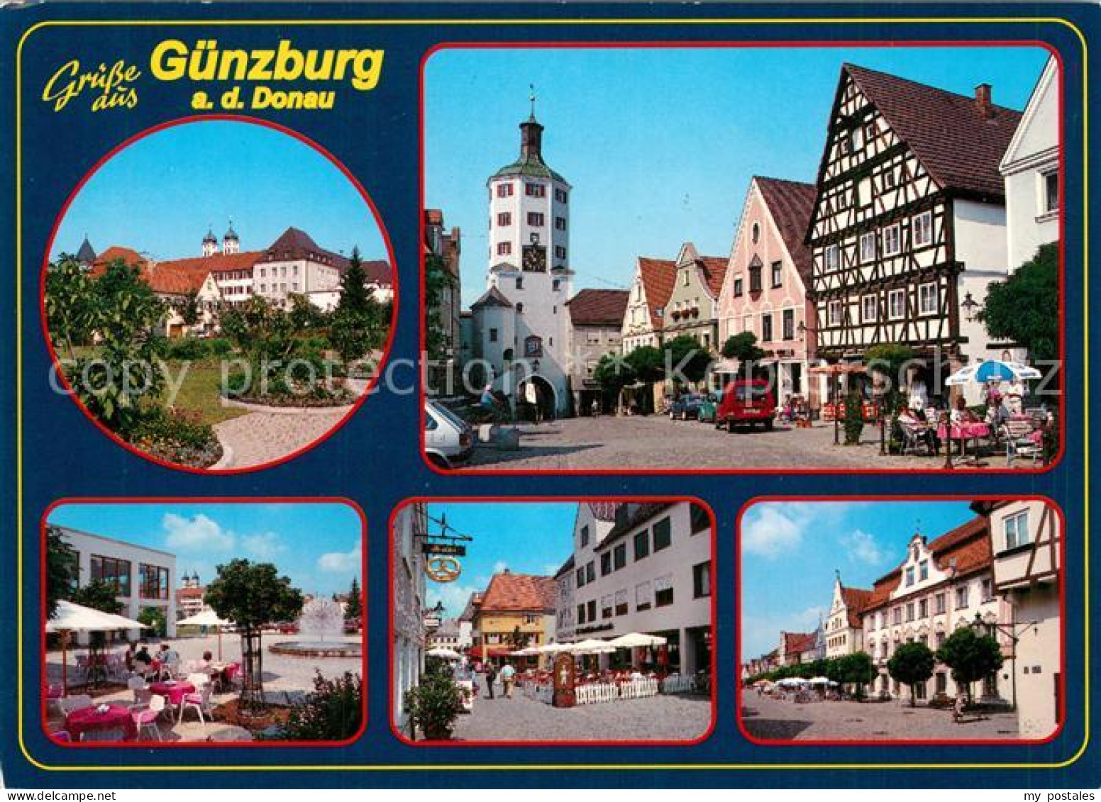 Guenzburg Bayern Schlosspark Marktplatz Stadttor Strassencafe