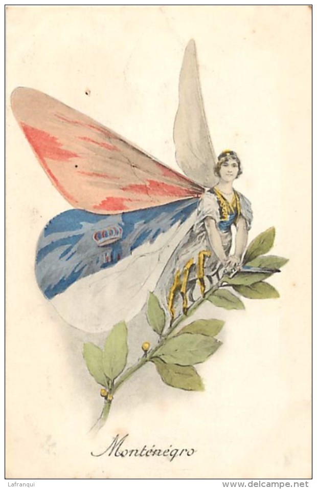 guerre 1914-18 -ref L259- illustrateur -insectes -papillons -papillon humanisé - le montenegro  - carte bon etat -